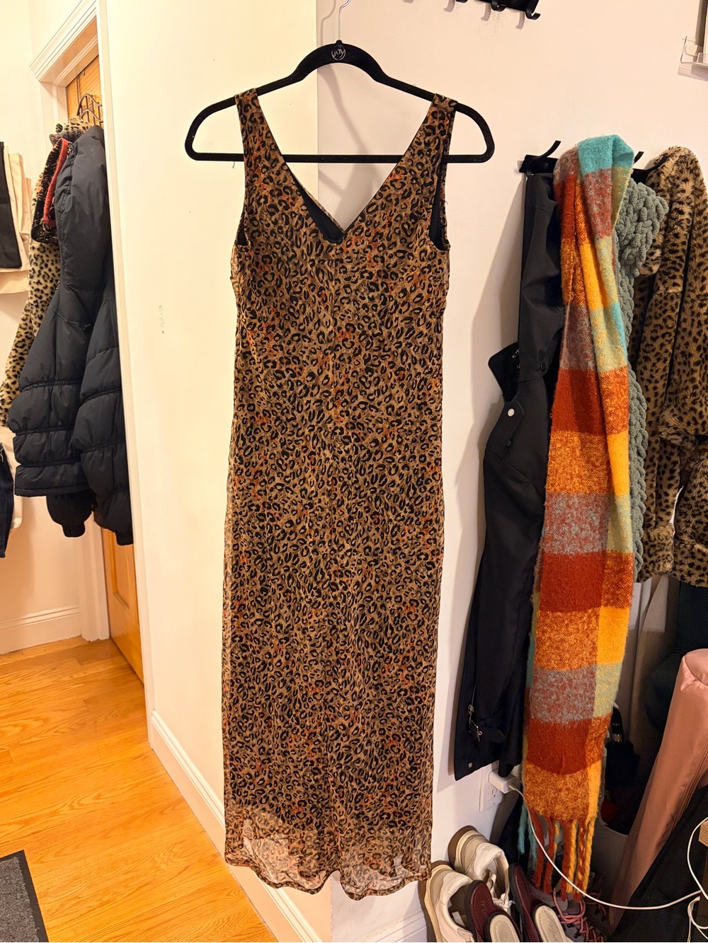 Animal Print V-Neck Sleeveless Midi Dress - Brown - Picture 4 of 4